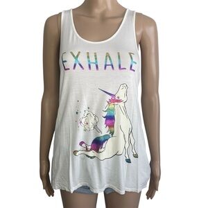 Bear Dance “Exhale” Unicorn Fart Funny Round Neck Racerback Sleeveless Tank Top